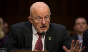 Director of National Intelligence James Clapper testifies on Capitol Hill in Washington, Wednesday, Jan. 29, 2014, before the Senate Intelligence Committee hearing on current and projected national security threats against the US. (AP Photo/Pablo Martinez Monsivais)