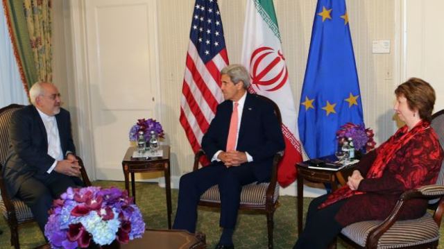  Iranian Foreign Minister Javad Zarif, U.S. Secretary of State' John Kerry, and European Union High Representativ Catherine Ashton meet Sept. 25 at the Waldorf Astoria in New York.